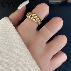 🍏50% OFF/3+...Open Croissant Ring (Gold tone)